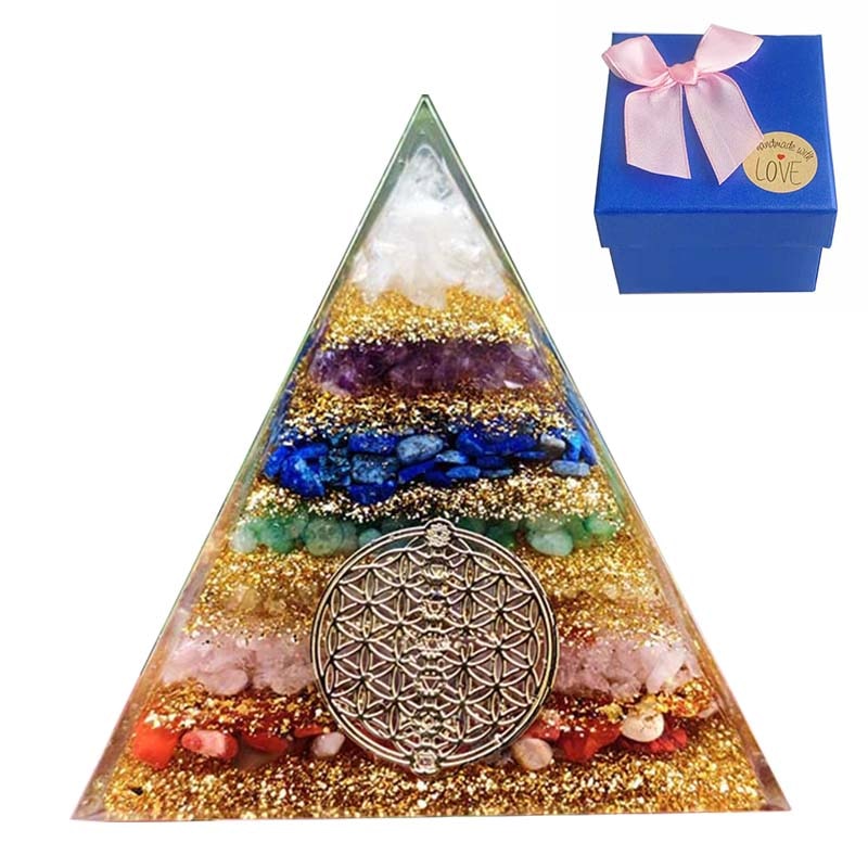 7Chakra Orgonite Pyramide Healing White Crystal Orgone Energy Meditation Tool Quartz Yoga Ornaments Gift Jewelry - Bonnie Lassio