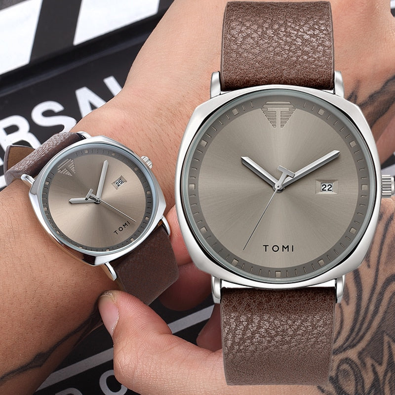 Trendy Quartz Watch for Men Sports Watches Automatic Date Military Wristwatch Minimalist Fashion Men Gifts Leather Strap Relogio - Bonnie Lassio