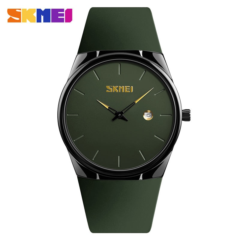 SKMEI Waterproof PU Small Dial Watches Army Green relogio Quartz Watch Men Lady Fashion Mens Women Wristwatches - Bonnie Lassio