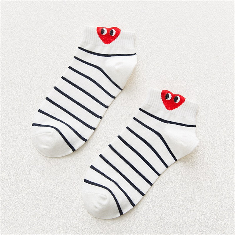 Kawaii Women 3D Ear socks Red Heart Pattern With Big Eyes Cute Campus Simple Basic Fresh Female Sokken Happy Socks Sweet Girls - Bonnie Lassio