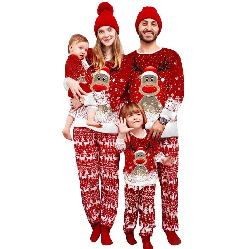 Christmas Pajamas set Family Nightwear Women Men Child Santa Claus Printed Long Sleeved Trousers Christmas Home Clothes - Bonnie Lassio