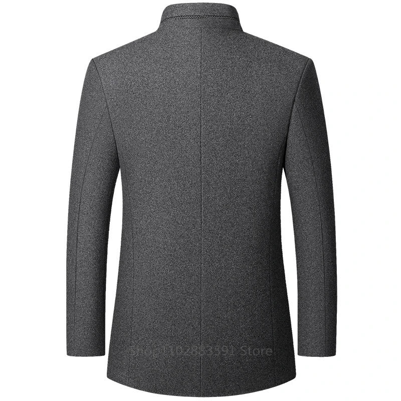 Autumn/Winter Woolen Coat British Style Solid Mid-Length Men Wool Woolen Jacket Men Coat Business Overcoat Male - Bonnie Lassio