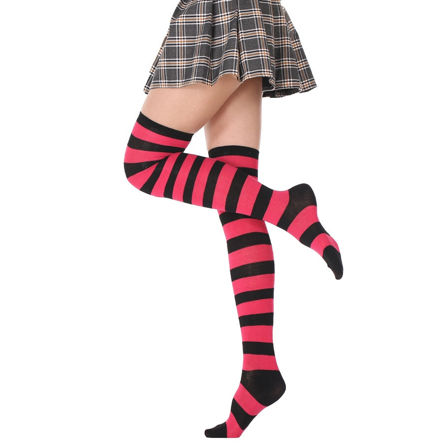 Long Tube Ladies Japanese Blue and White Striped Over-knee Socks Thigh High - Bonnie Lassio