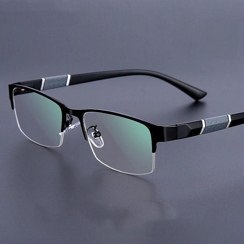 Men's Business Half Frame Reading Glasses Fashion Design Office Presbyopia Eyewear HD TR90 Anti-blue Light Diopter Eyeglasses - Bonnie Lassio