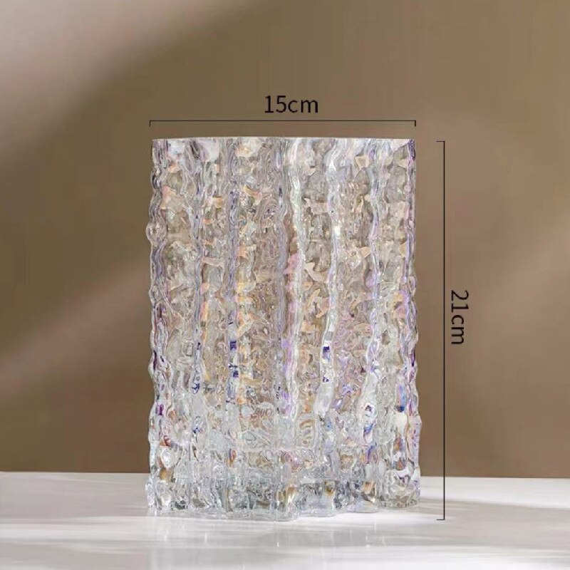Finnish Glacier Vase Nordic Simple Transparent Glass Flower Hydroponic Decoration Flower Light Luxury Table Flower Arrangement - Bonnie Lassio