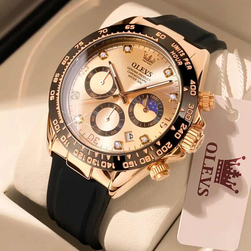 OLEVS Luxury Men's Watches Quartz Watch Silicone Sport Date Chronograph Waterproof Luminous - Bonnie Lassio