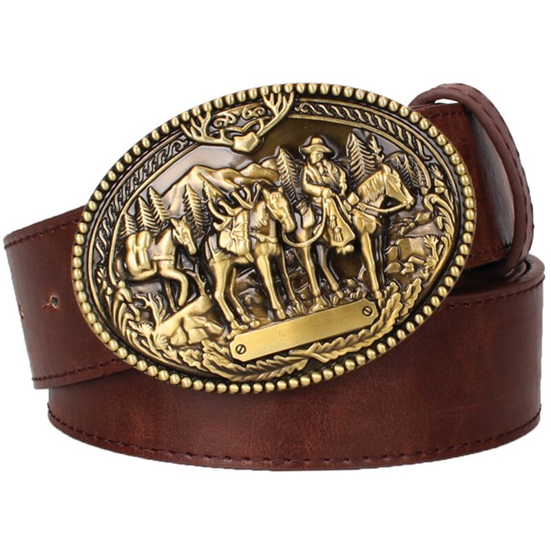 American Flag Wild Western Cowboy Belt Pu Leather Metal Copper Buckle - Bonnie Lassio