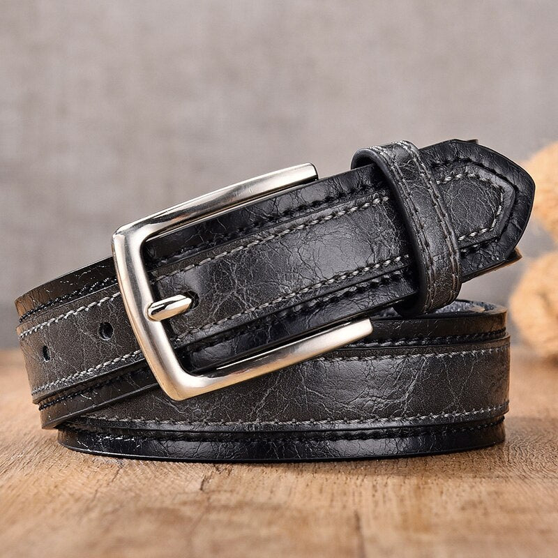 New Men&#39;s Belt Fashion Casual Strap Male Jeans Designer Trouser Belts Pu Genuine Leather Luxury Brand Pin Buckle - Bonnie Lassio