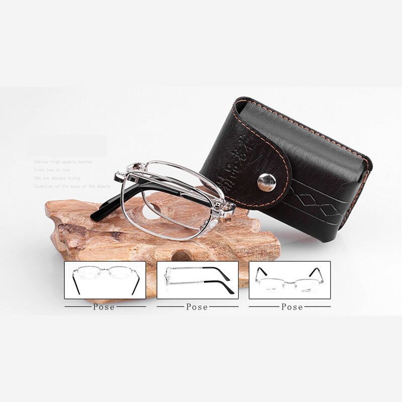 Portable Metal Foldable Reading Glasses Ultralight Men Business Presbyopia Glasses Eyewear With Random Case +0.5to+4.0 - Bonnie Lassio