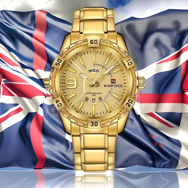 Men's Business Fashion Watch Chunky Bezel Quartz Silver Gold Stainless Steel UK - Bonnie Lassio