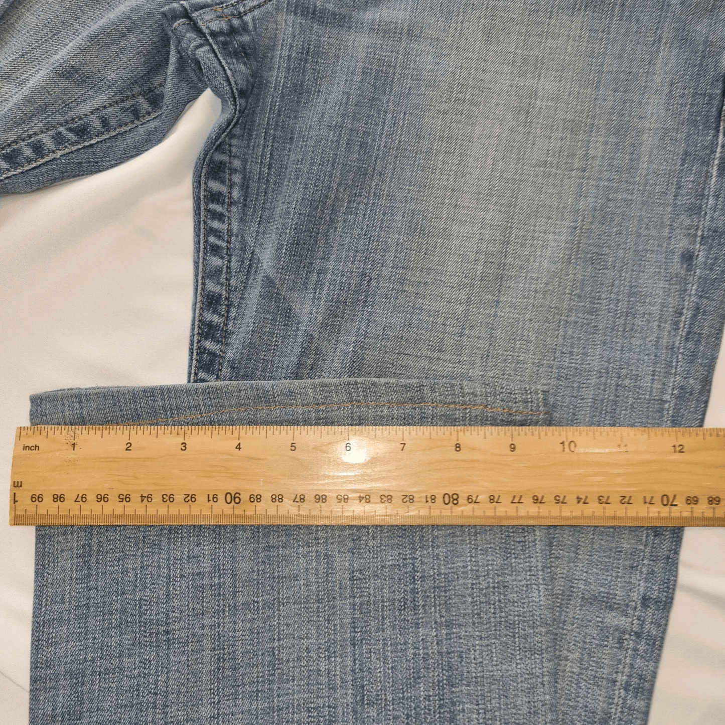 Womens Jeans Armani W31 L32 Blue Flared Indigo 006 Size 29 Zip Up Slim Fit - Bonnie Lassio