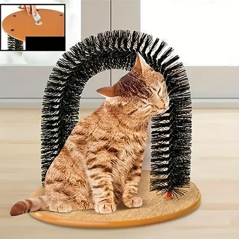 Interactive Cat Toy Arch with Self-Grooming and Scratching Pad - Promotes Feline Pampering and Massage