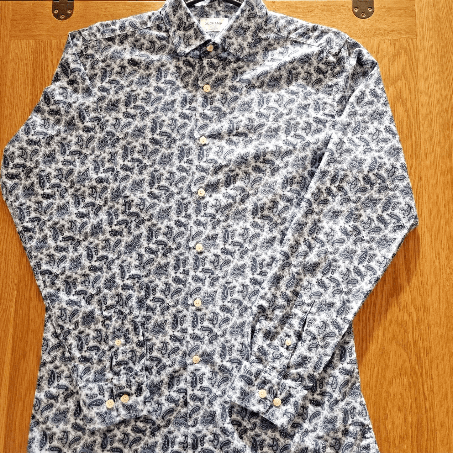 Duchamp Shirt Mens  Blue Floral Paisley Print Single Cuff