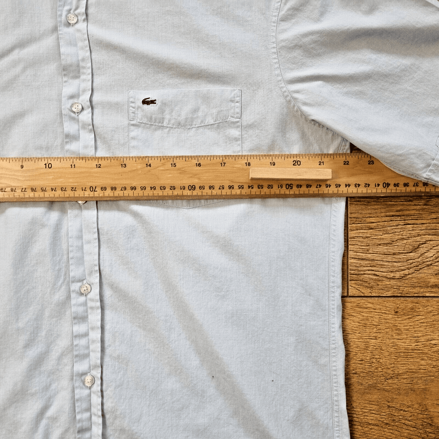Lacoste Mens Short Sleeve Shirt 100% Cotton Button Down Collar Excellent Cond