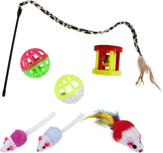 21 Pcs  Kitten Toys Interactive Cat Feather Wand Ball Spring Mice Toy Indoor