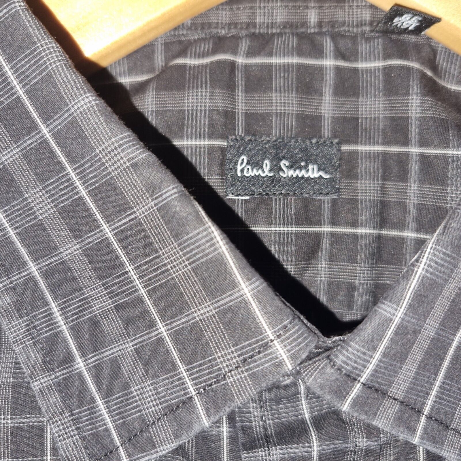 Paul Smith Shirt Men's Black Small Squares Collar 15.5" Medium Chest Size 39 - Bonnie Lassio