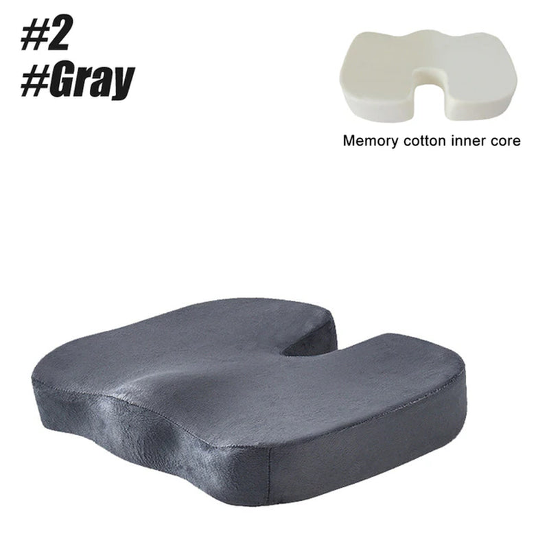 Orthopedic U-Shaped Memory Foam Coccyx Seat Cushion for Travel, Office, Car, and Chair Support with Hip Massage