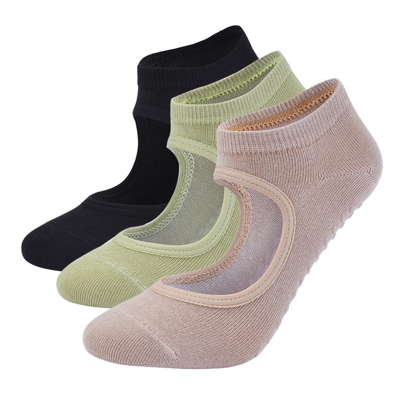 Women High Quality Pilates Socks Anti-Slip Breathable Backless Yoga Socks Ankle Ladies Ballet Dance Sports Socks for Fitness Gym - Bonnie Lassio