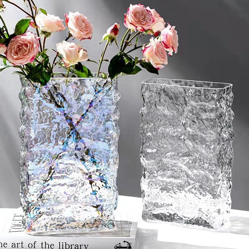 Finnish Glacier Vase Nordic Simple Transparent Glass Flower Hydroponic Decoration Flower Light Luxury Table Flower Arrangement - Bonnie Lassio