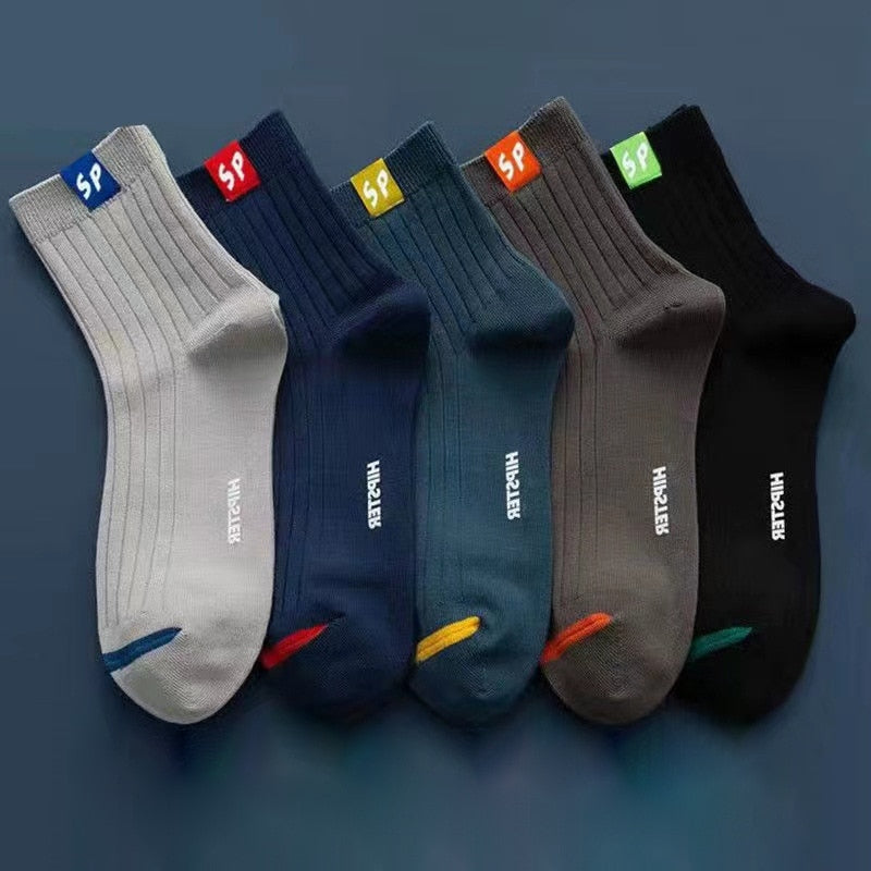 5 Pairs White Men&#39;s Socks Breathable Casual Soft Comfy Sock Solid Color Black Spring Summer Thin Cut Tube Socks Plus Size 37-44 - Bonnie Lassio