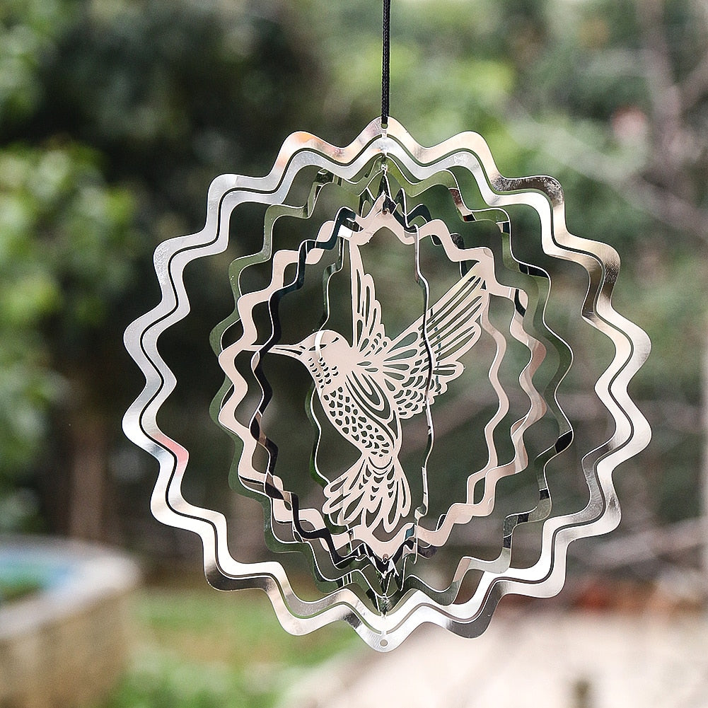 3D Rotating Wind Spinner Hanging Suncatchers Stainless Steel Mirror Reflection Wind Chimes Parts Decor Feng Shui Pendant Amulet - Bonnie Lassio
