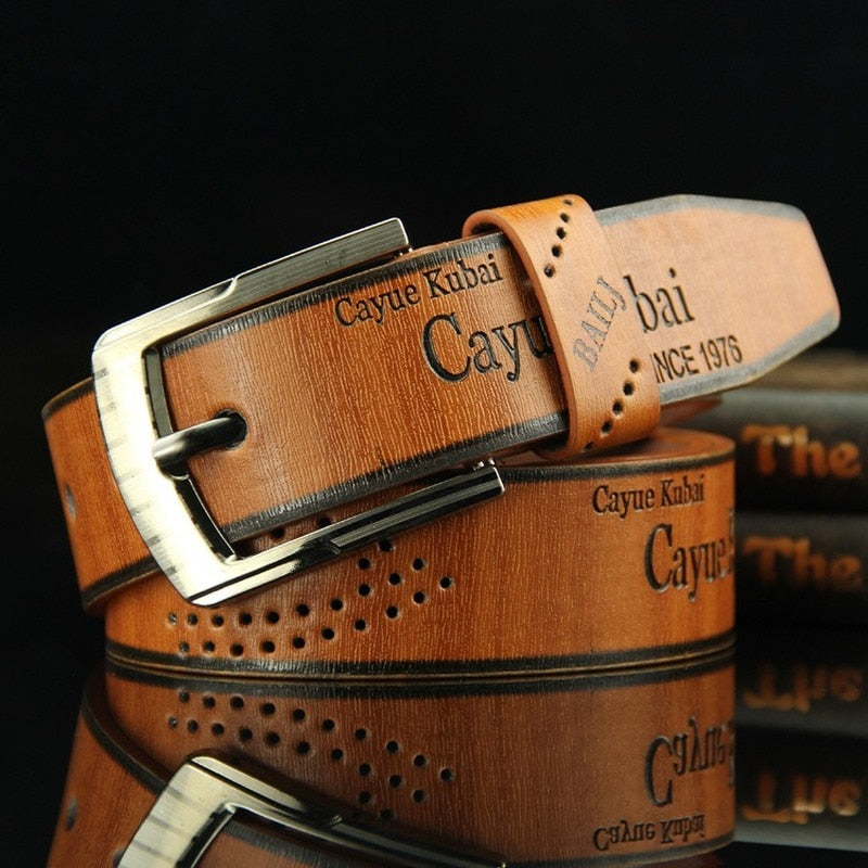 Men&#39;s Casual Retro Antique Hollow Belt Men&#39;s PU Leather High Quality Classic Belt Alloy Pin Buckle Belt Mens Belt Waist Belt - Bonnie Lassio