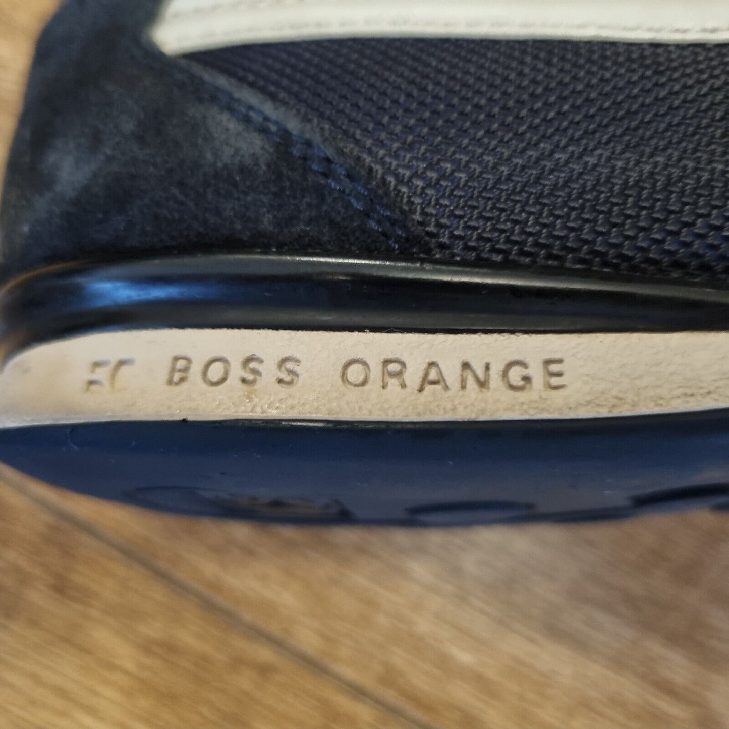 Hugo Boss Mens Orange Label Trainers Dark Blue Suede Edge Original Laces