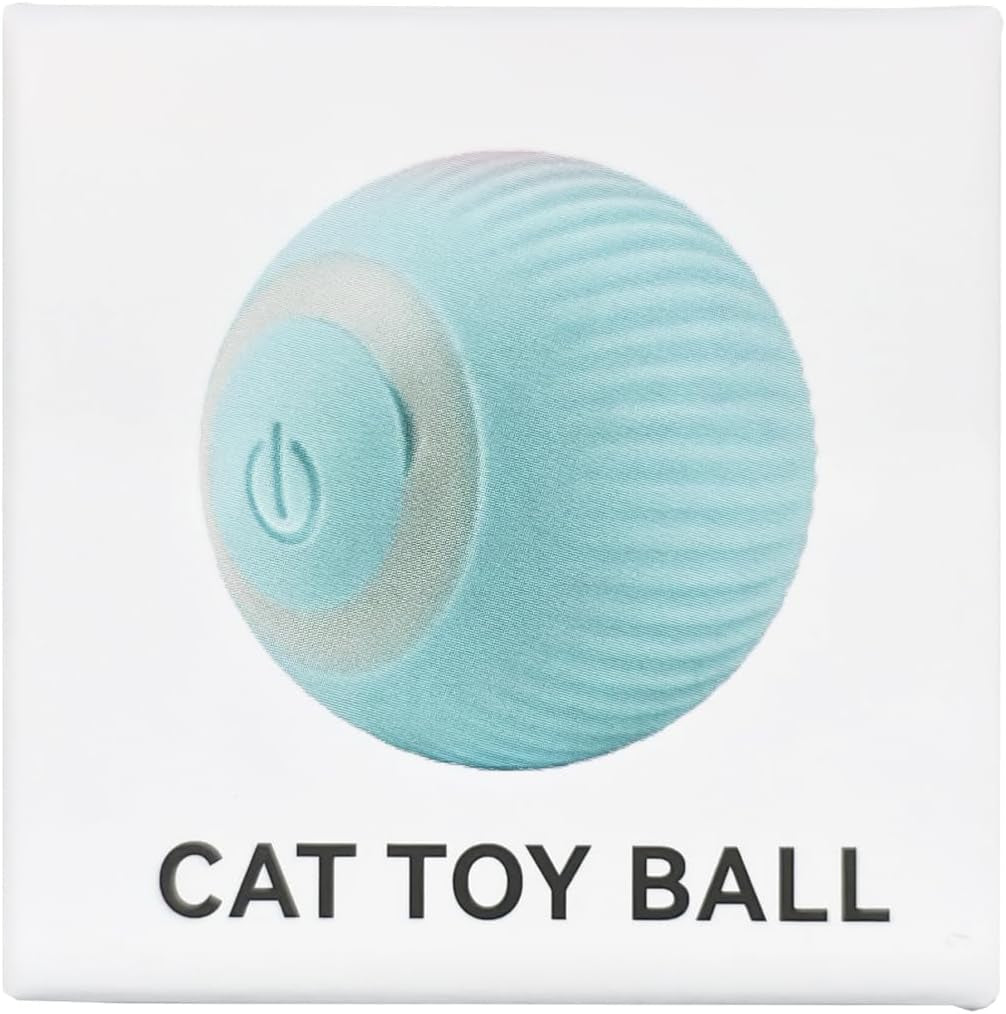 Cat Toy Electric Cat Ball with LED Light Automatic 360 Degree Rollball Interactive Cat Toy USB Rechargeable for Cats (Blue)