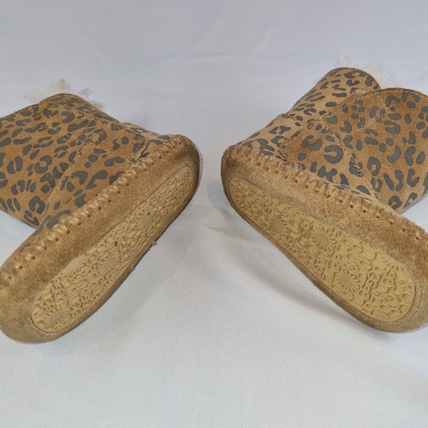 Ugg Boots Infant Size 2 EU 18 Leopard Cassie Print Genuine Booties Fur Lined - Bonnie Lassio
