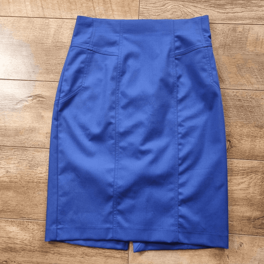 Pencil Skirt Size 12 Marks and Spencer Plain Blue Length 24"