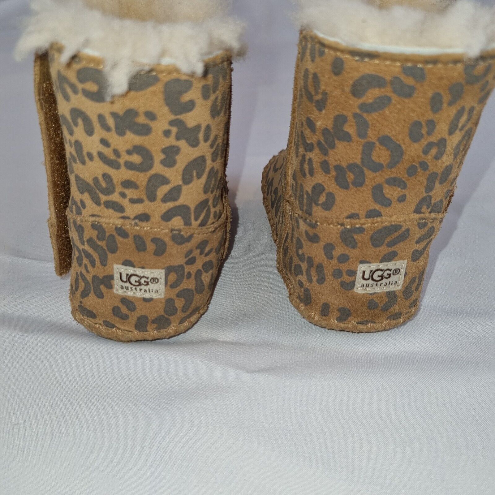 Ugg Boots Infant Size 2 EU 18 Leopard Cassie Print Genuine Booties Fur Lined - Bonnie Lassio
