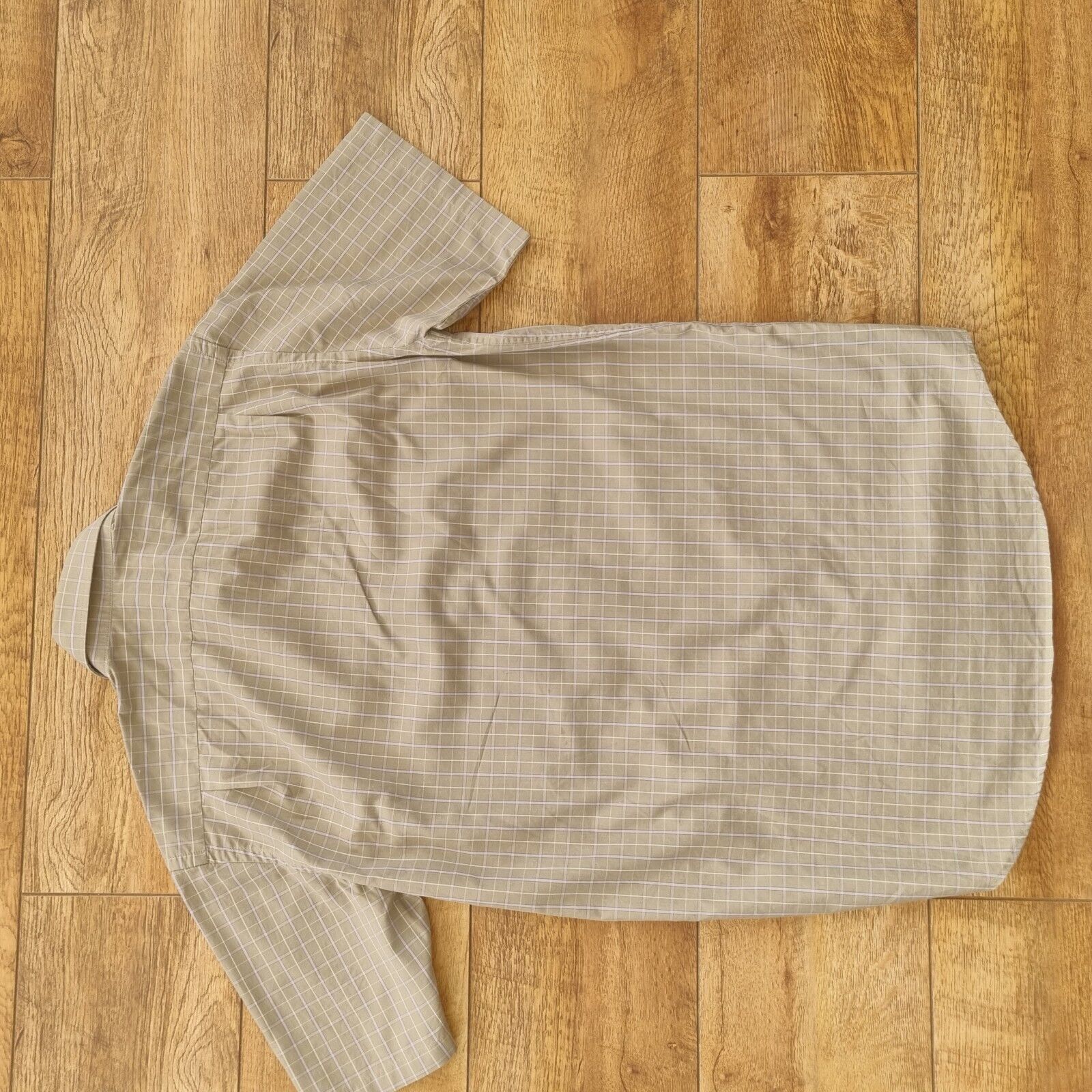 LACOSTE Shirt Men Medium Light Brown White Short Sleeve Casual Crocodile - Bonnie Lassio