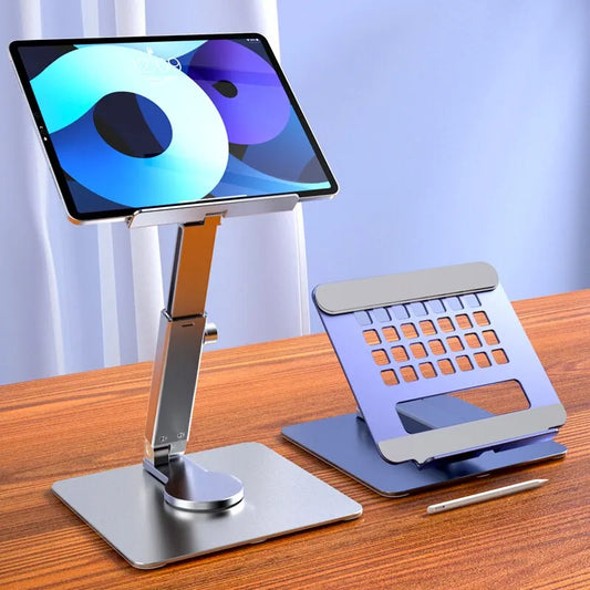 Aluminum Mount Rise Tablet Stand 360° Rotating Folding Adjustable For Desks