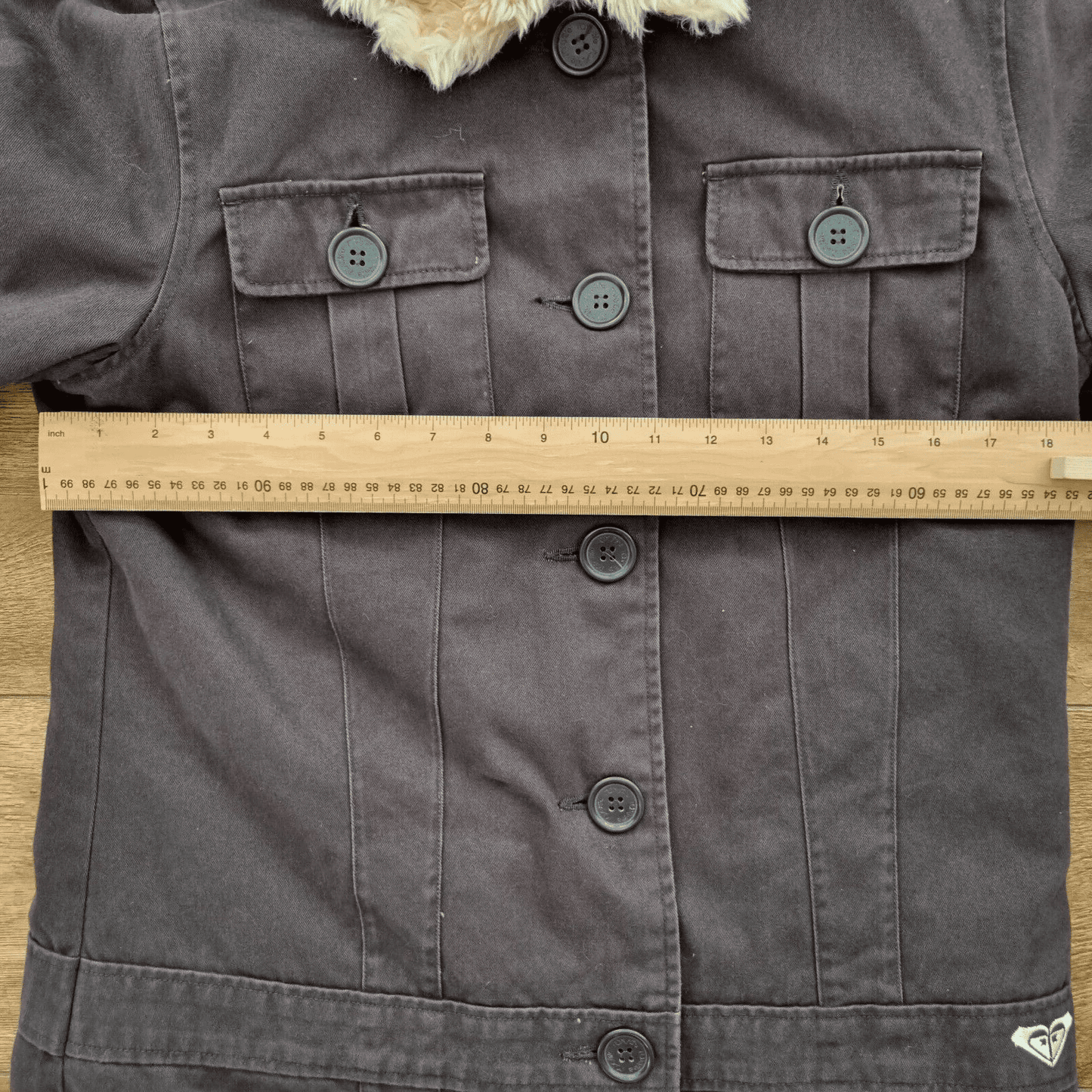 Girls Coat Faux Fur Collar Button Up Quiksilver Roxy Life Brown Size 4 Winter - Bonnie Lassio