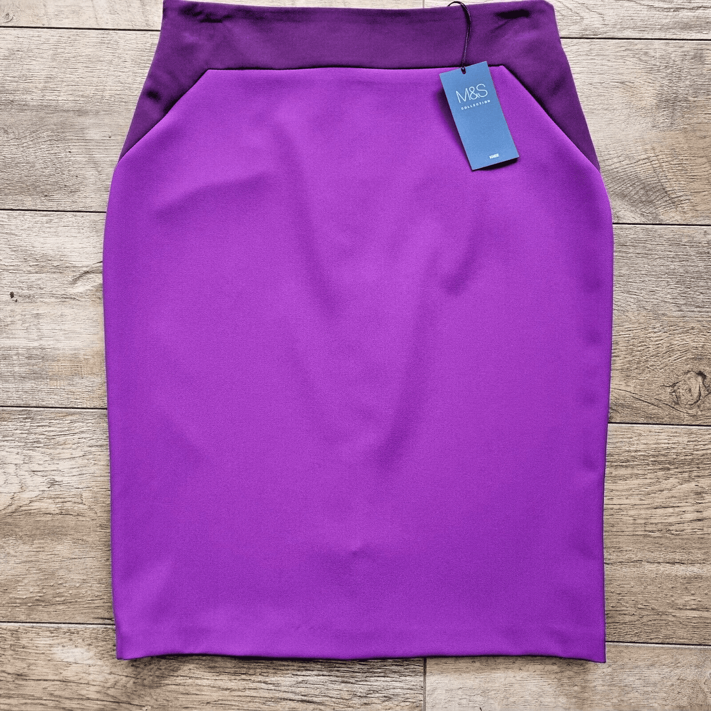 Pencil Skirt Size 12 Marks and Spencer Purple Mix Knee Length 24" New