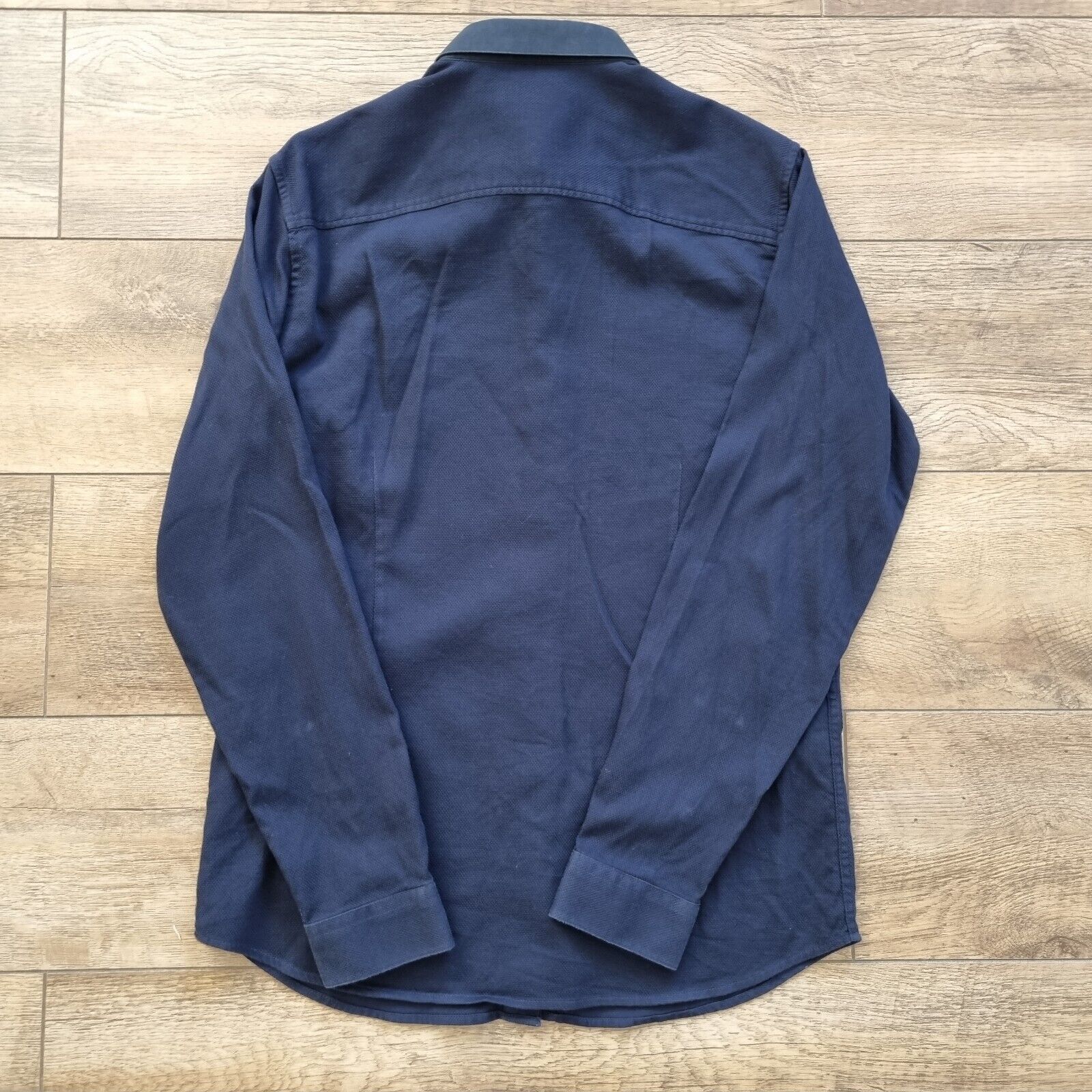 Jack & Jones Premium Mens Shirt Blue Stretch Long Sleeve Shirt With Black Collar - Bonnie Lassio